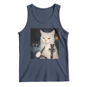 Funny Stoner Cat Tank Top 420 Stoner Smoking Cat Cannabis Lover Meme TS14 Navy Print Your Wear