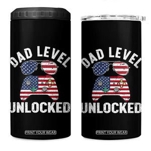 Dad Level Unlocked 4 in 1 Can Cooler Tumbler New Dad Gamer American Flag 4th of July TS14 One Size: 16 oz Black Print Your Wear