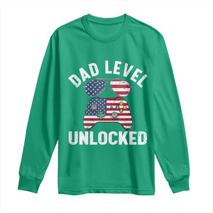 Dad Level Unlocked Long Sleeve Shirt New Dad Gamer American Flag 4th of July TS14 Irish Green Print Your Wear