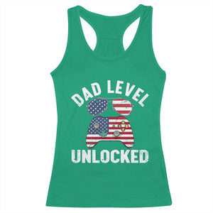 Dad Level Unlocked Racerback Tank Top New Dad Gamer American Flag 4th of July TS14 Irish Green Print Your Wear
