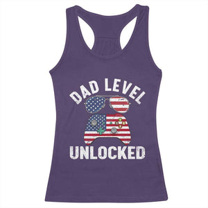 Dad Level Unlocked Racerback Tank Top New Dad Gamer American Flag 4th of July TS14 Purple Print Your Wear