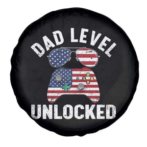 Dad Level Unlocked Spare Tire Cover New Dad Gamer American Flag 4th of July TS14 Print Your Wear