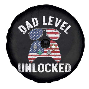 Dad Level Unlocked Spare Tire Cover New Dad Gamer American Flag 4th of July TS14 Print Your Wear