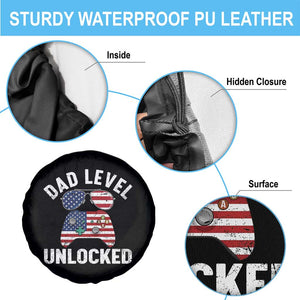 Dad Level Unlocked Spare Tire Cover New Dad Gamer American Flag 4th of July TS14 Print Your Wear
