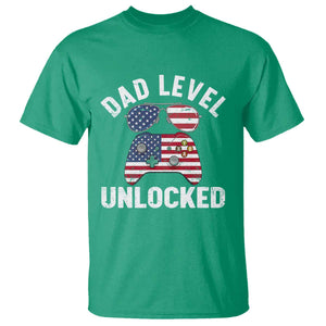 Dad Level Unlocked T Shirt New Dad Gamer American Flag 4th of July TS14 Irish Green Print Your Wear