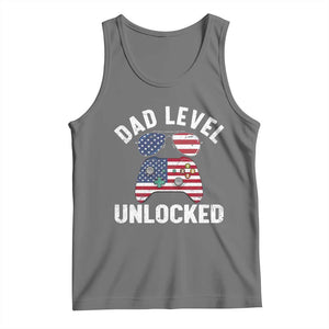 Dad Level Unlocked Tank Top New Dad Gamer American Flag 4th of July TS14 Black Heather Print Your Wear