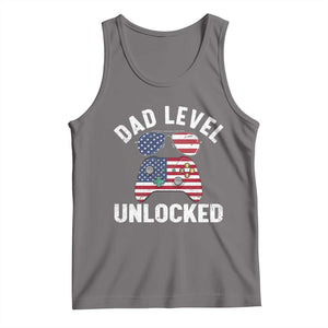 Dad Level Unlocked Tank Top New Dad Gamer American Flag 4th of July TS14 Deep Heather Print Your Wear