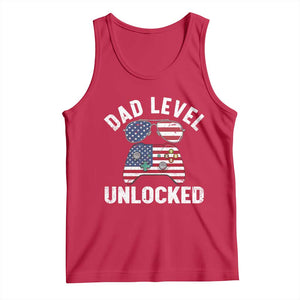Dad Level Unlocked Tank Top New Dad Gamer American Flag 4th of July TS14 Red Print Your Wear
