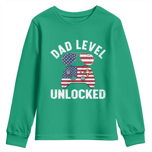 Dad Level Unlocked Youth Sweatshirt New Dad Gamer American Flag 4th of July TS14 Irish Green Print Your Wear