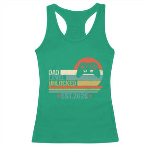 Dad Level Unlocked Racerback Tank Top Funny New Dad Gaming Gamer 2026 TS14 Irish Green Print Your Wear