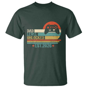 Dad Level Unlocked T Shirt Funny New Dad Gaming Gamer 2026 TS14 Dark Forest Green Print Your Wear