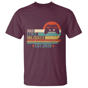 Dad Level Unlocked T Shirt Funny New Dad Gaming Gamer 2026 TS14 Maroon Print Your Wear