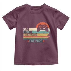 Dad Level Unlocked Toddler T Shirt Funny New Dad Gaming Gamer 2026 TS14 Maroon Print Your Wear