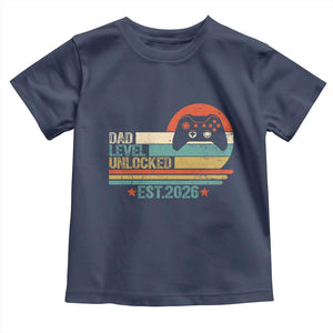 Dad Level Unlocked Toddler T Shirt Funny New Dad Gaming Gamer 2026 TS14 Navy Print Your Wear