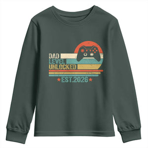 Dad Level Unlocked Youth Sweatshirt Funny New Dad Gaming Gamer 2026 TS14 Dark Forest Green Print Your Wear