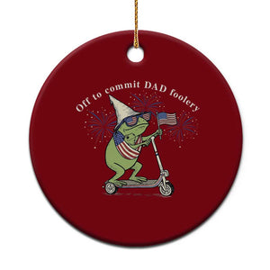 New Dad Frog 4th of July Ceramic Ornament Off to Commit Dad Foolery