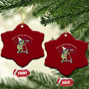 New Dad Frog 4th of July Ceramic Ornament Off to Commit Dad Foolery