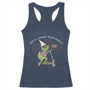 New Dad Frog 4th of July Racerback Tank Top Off to Commit Dad Foolery