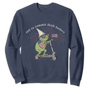New Dad Frog 4th of July Sweatshirt Off to Commit Dad Foolery TS14 Navy Print Your Wear