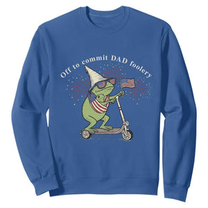 New Dad Frog 4th of July Sweatshirt Off to Commit Dad Foolery TS14 Royal Blue Print Your Wear
