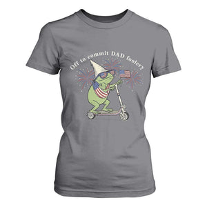 New Dad Frog 4th of July T Shirt For Women Off to Commit Dad Foolery TS14 Charcoal Print Your Wear