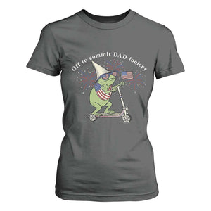 New Dad Frog 4th of July T Shirt For Women Off to Commit Dad Foolery TS14 Dark Heather Print Your Wear