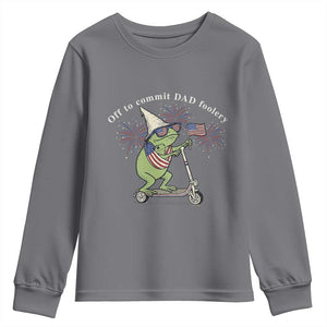 New Dad Frog 4th of July Youth Sweatshirt Off to Commit Dad Foolery TS14 Charcoal Print Your Wear