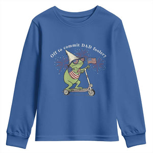 New Dad Frog 4th of July Youth Sweatshirt Off to Commit Dad Foolery TS14 Royal Blue Print Your Wear
