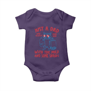 Just Dad Who Always Came Back With The Milk Baby Onesie Funny Raccoon Dad TS14 Purple Print Your Wear