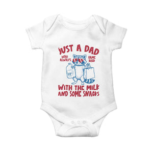 Just Dad Who Always Came Back With The Milk Baby Onesie Funny Raccoon Dad TS14 White Print Your Wear