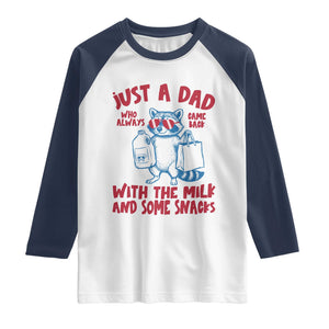 Just Dad Who Always Came Back With The Milk Raglan Shirt Funny Raccoon Dad TS14 White Navy Print Your Wear