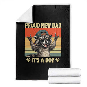 Proud New Dad It's A Boy Throw Blanket Funny Raccoon Humor Father's Day TS14 Black Print Your Wear