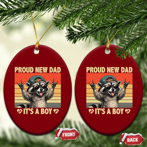 Proud New Dad It's A Boy Ceramic Ornament Funny Raccoon Humor Father's Day