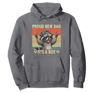 Proud New Dad It's A Boy Hoodie Funny Raccoon Humor Father's Day TS14 Charcoal Print Your Wear