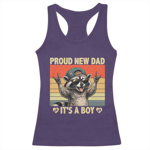 Proud New Dad It's A Boy Racerback Tank Top Funny Raccoon Humor Father's Day TS14 Purple Print Your Wear