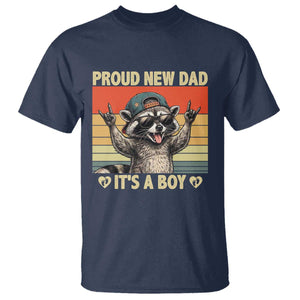 Proud New Dad It's A Boy T Shirt Funny Raccoon Humor Father's Day TS14 Navy Print Your Wear