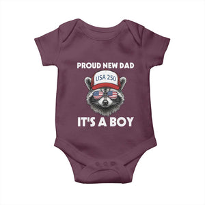 Proud New Dad It's A Boy Baby Onesie USA 250th Anniversary Raccoon Dad TS14 Maroon Print Your Wear