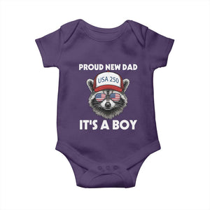 Proud New Dad It's A Boy Baby Onesie USA 250th Anniversary Raccoon Dad TS14 Purple Print Your Wear
