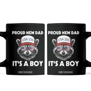 Proud New Dad It's A Boy Coffee Mug Raccoon Patriotic America 250th Anniversary