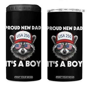 Proud New Dad It's A Boy 4 in 1 Can Cooler Tumbler USA 250th Anniversary Raccoon Dad TS14 One Size: 16 oz Black Print Your Wear