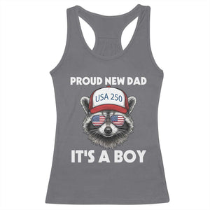Proud New Dad It's A Boy Racerback Tank Top USA 250th Anniversary Raccoon Dad TS14 Charcoal Print Your Wear