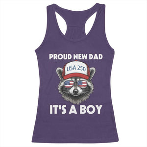 Proud New Dad It's A Boy Racerback Tank Top USA 250th Anniversary Raccoon Dad TS14 Purple Print Your Wear
