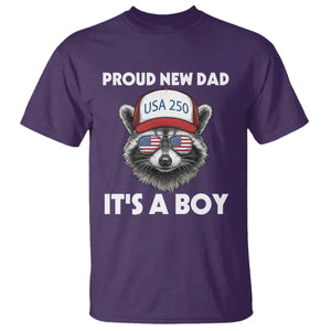 Proud New Dad It's A Boy T Shirt USA 250th Anniversary Raccoon Dad TS14 Purple Print Your Wear