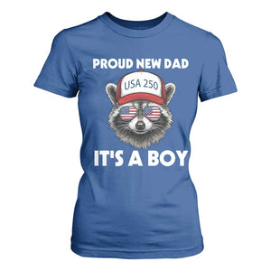 Proud New Dad It's A Boy T Shirt For Women Raccoon Patriotic America 250th Anniversary