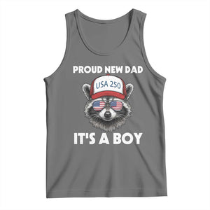 Proud New Dad It's A Boy Tank Top Raccoon Patriotic America 250th Anniversary TS14 Black Heather Print Your Wear
