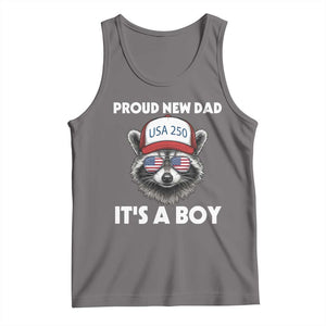 Proud New Dad It's A Boy Tank Top Raccoon Patriotic America 250th Anniversary TS14 Deep Heather Print Your Wear