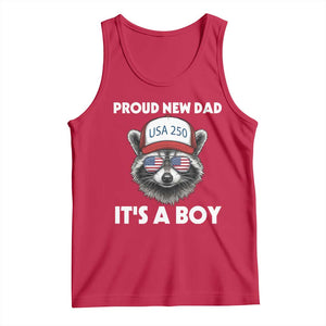 Proud New Dad It's A Boy Tank Top Raccoon Patriotic America 250th Anniversary TS14 Red Print Your Wear