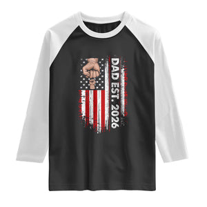 New Dad 2026 Raglan Shirt Patriotic US American Flag Gifts Fathers Day