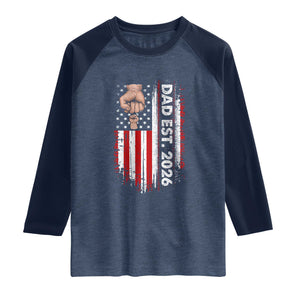 New Dad 2026 Raglan Shirt Patriotic US American Flag Gifts Fathers Day