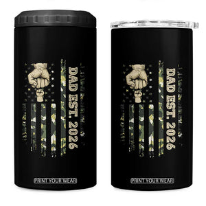 New Dad 2026 4 in 1 Can Cooler Tumbler Camo American Flag Military Dad Father's Day